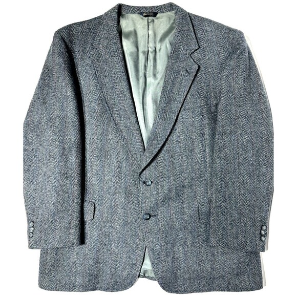 Vintage Kuppenheimer USA 100% Wool Tweed Blazer Gray Blue Stripe ~ Men’s 46R - Picture 1 of 13